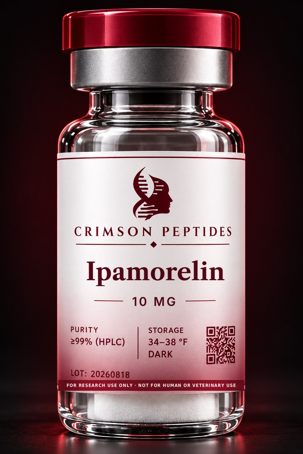Crimson Peptides Ipamorelin 10 mg research vial
